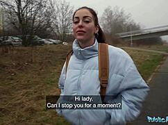 Public agent babe takes his big cock deep after losing the game