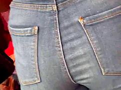 Big Ass Mexican Woman In Jeans At The Tianguis Market