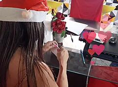 Latina Milf Waits for Delivery