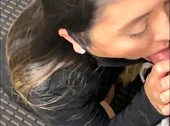 Wife Dresses As Prostitute In See-Through Short Dress, Bent Over In Hotel Public Areas For Handjob, Deepthroat, And Sucking Big Ass In Thong