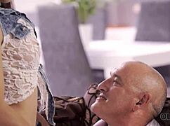 Old4k student enjoys rough anal with older bald man 😈