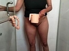 hot sister-in-law gets fucked in bathroom shower before breakfast, with anal and blowjob