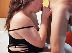 Curvy Slut Licks And Sucks Boyfriend's Cousin Dick After Dinner