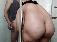 hot sister-in-law gets fucked in bathroom shower before breakfast, with anal and blowjob