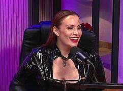 I am the redhead milf queen domme, shaking my ass in bisexual lesbian striptease with ripped clothes