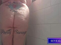 revealme curvy babe fingers pussy in steamy shower with water jet