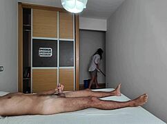 i jerk off in front of the cleaning lady at the hotel