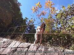 Japanese brunette maki hojo is naked and masturbating outdoors uncensored