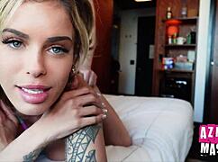 Possessed blonde jesse pony deepthroats and squirts on huge asian cock