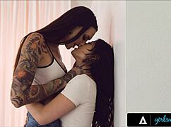 Girlsway - neglected petite Lulu Chu wants to be dominated by tall tattooed roommate Rocky Emerson!