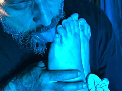 craving attention for my pussy and feet, licking and deepthroating in lesbian scene with toys