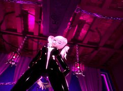 Petite gothic teen engages in BDSM pegging with a guy in VR