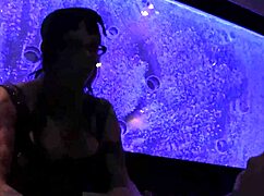 a beautiful blonde vixen with big fake tits drills her short haired lesbian friend in lingerie