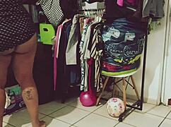 Chubby Mexican BBW Cleans The Room Voyeuristically.