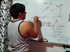 Asian student nerd in bedroom trigonometry lesson turns sexual