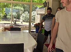 lexie in group scene with four guys