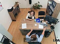 Naughty Babe Seduces Stranger in Office, Gets Spanked