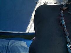 Wife masturbating with vibrator at nude beach 😍