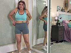 Sexy Milf Tries On Tight Gym Workout Clothes In Exhibitionist Haul.