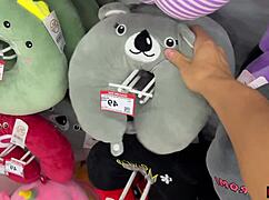 She removes the condom for a creampie in doggystyle.