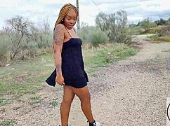 Big Ass Tits Out Ebony Walking Upskirt in Sneakers and Converse