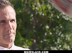 hot milf with big tits and ass submits in 3some, missionary group hardcore sex as momslave