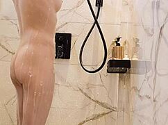 Bathing Ritual Of Black-Haired Japanese Girl With Fetish Legs