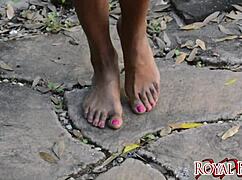 jet setting jasmine barefoot in garden foot fetish pov
