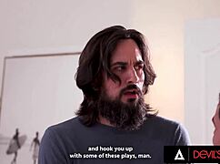 Horny adira allure guides couple in rough bisexual anal threesome with face fucking