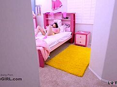 brunette teen 18+ fucked by step-dad in her room, feeling intense emotions on the sofa