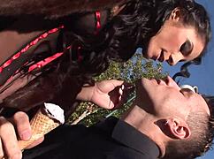 Simone Peach Flashes Big Cock In Budapest Outdoors