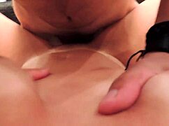 Milf with big ass and tits blows me then gets fucked hard, cum on belly