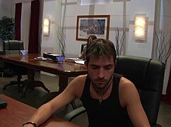 Fucking slutty brunette milf secretary with big cock and cumshot