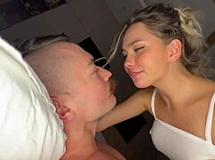 Blonde girlfriend says, 'Fuck me hard like a mature amateur with natural tits.'