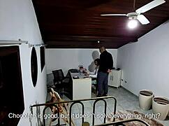 Student seduced by teacher in office, giving in to sex