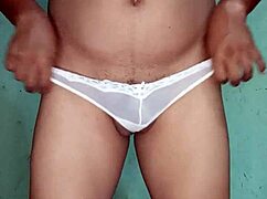 excited in white thong, asking want to see me dance?