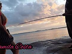 Giving to unknown fisherman in interracial homemade cumshot fun.