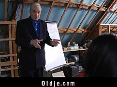 i give old teacher a fuck-break, young brunette