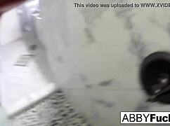 abigail hops into a quick shower and shaves her smooth pussy