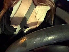 Italian Artemisia with Long Hair and Big Tits Flashes While Driving