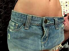 Blonde with small tits returns home eager for intense fuck from her man