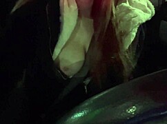 Italian Artemisia with Long Hair and Big Tits Flashes While Driving
