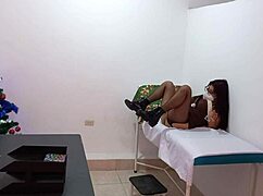 Nurse Dressed As Business Woman Feels Like Slut And Masturbates Juicy Vagina In Doctor's Office On Christmas