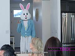 Family portrait gone wrong with stepmom and stepdaughter hopping like bunnies 🐰