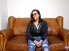 Cute brunette celeste finger fucks her twat and gets her wet pussy fucked