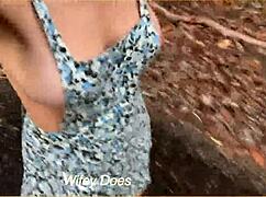 my wife dares to run outdoors flashing sideboob and big tits