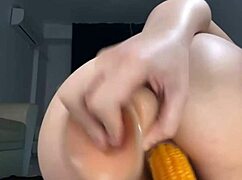 Double dildo fucking tight pussy and virgin ass!