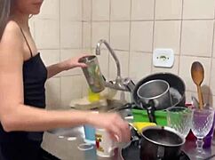 housewife teen cleaning the house and masturbating to a nice orgasm.