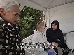 Swap4k kinky couple fucks young 18+ girl after feet massage while cuckold boyfriend watches