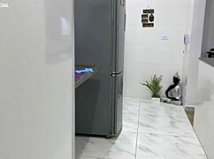 Maid teases boss with short shorts